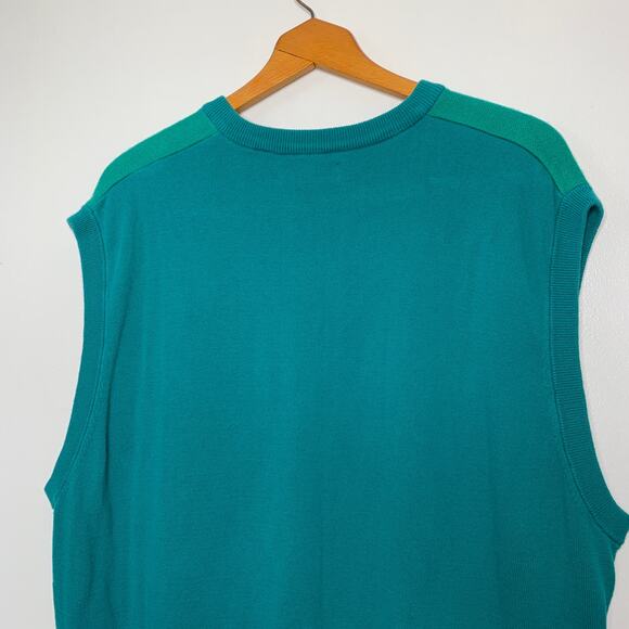 Jack Nicklaus men's teal blue green sleeveless preppy golf sweater vest SZ XL - Picture 5 of 9